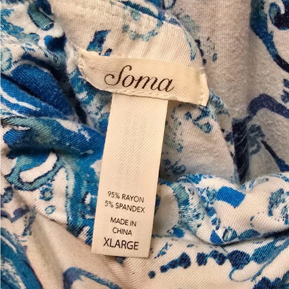 Soma‎ Halter Maxi Dress Women’s XLarge Blue White Boho  Stained Strap - Picture 3 of 4